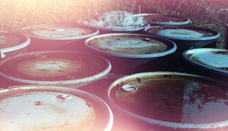 toxic waste barrels in nature